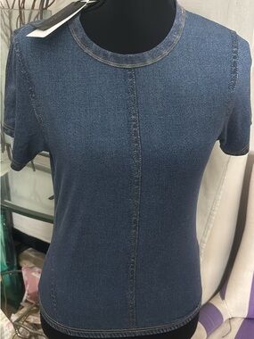rag & bone Indigo Denim-Effect Short Sleeve Tee